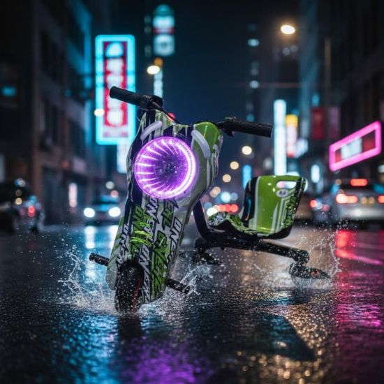 صورة سكوتر درفت صغير أخضر جميلة 36 فولت بثلاث عجلات